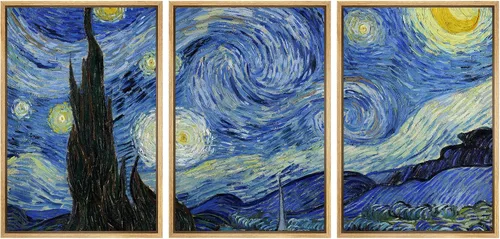Vista 13 de wall26 Lienzo enmarcado para pared, juego de arte con flores de almendra de Vincent Van Gogh, naturaleza, ilustraciones de área silvestre, bellas