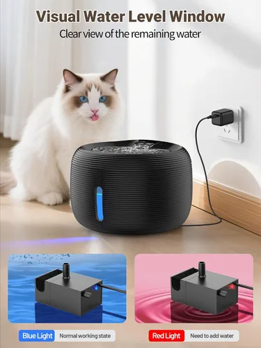 Vista 5 de SIBAYS Fuente de agua para gatos, fuente de agua para mascotas de gran capacidad de 3.5L/118 onzas, dispensador automático silencioso de agua