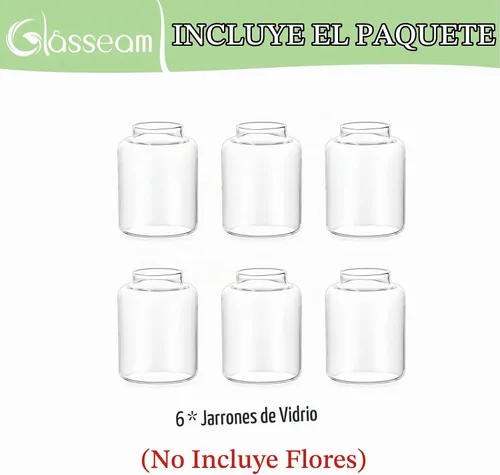 Vista 7 de Glasseam Juego de 6 jarrones de cristal para centros de mesa, modernos jarrones pequeños para el hogar, estante de mesa, decoración de fiesta