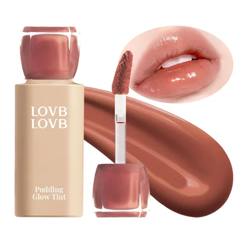 Vista 11 de LOVB LOVB Pudding Glow - Tinte de labios coreano, 0.14 onzas, 01 RED BERRY 01 Baya roja