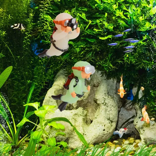 Vista 6 de AnRui Paquete de 2 decoraciones flotantes para pecera, decoración de acuario, dispositivo flotante, accesorios para pecera, adorno para jugar peces