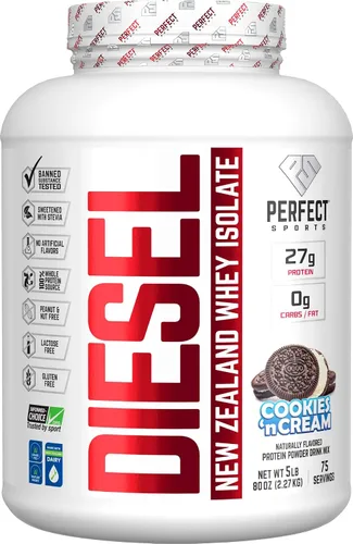 Vista 31 de PERFECT SPORTS Diesel 100% aislado de proteína de suero de Nueva Zelanda Endulzado con stevia, sin ingredientes artificiales, apto para dieta keto