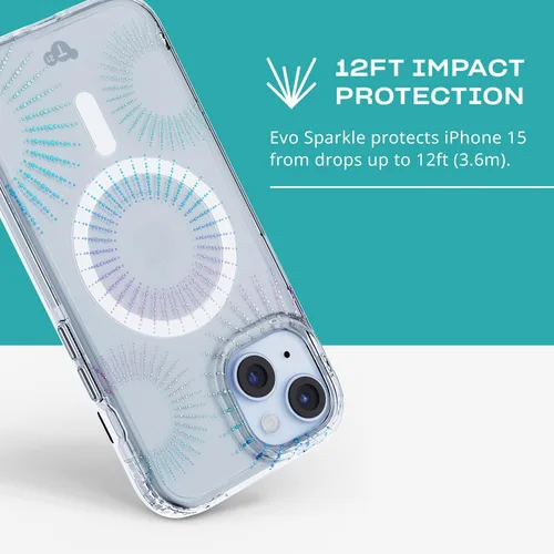 Vista 5 de Tech21 Evo Sparkle - Funda para iPhone 16e y 15, compatible con MagSafe, funda de protección contra impactos, color lunar