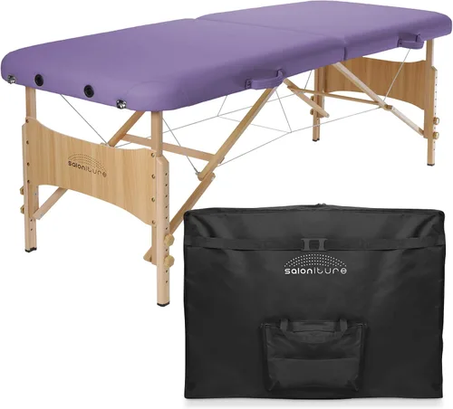 Vista 10 de Saloniture Mesa de masaje plegable portátil básica - Negro