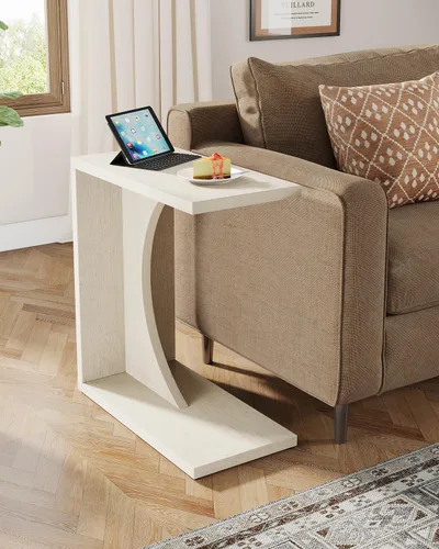 Vista 3 de Tribesigns - Mesa auxiliar en forma de C para sofá, mesa lateral para sofá, mesa en forma de C para espacios pequeños, sala de estar, dormitorio