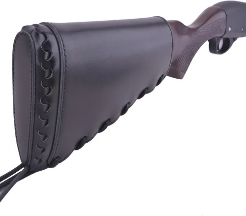 Vista 2 de Almohadilla de cuero para mejilla de culata cosida a mano para rifle 38/357 45-70 308 .22LR 12GA Mano zurda - Negro