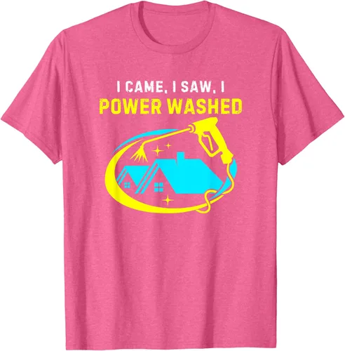 Vista 17 de Camiseta con texto en inglés "I Came, I Saw, I Power Washed Funny Power Washing", Negro