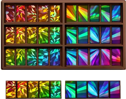 Vista 10 de Ziliny Molde holográfico de barra de chocolate rosa de silicona, barra de chocolate con efecto de luz arco iris, moldes profundos y gruesos