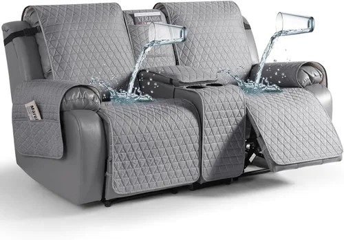 Vista 13 de TAOCOCO - Funda reclinable para sofá de 2 plazas con consola 100% impermeable, funda reclinable lavable antideslizante para 2 asientos, protector