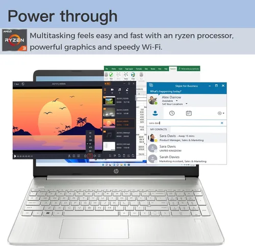 Vista 3 de HP Laptop de 15.6 pulgadas, para Stundet y Business, ultra delgada, AMD Ryzen 3 5300U (Quad Cores, Beat i5-1035G1) 12 GB de RAM, SSD de 512 GB