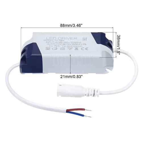 Vista 2 de PATIKIL 12-18W 300mA LED Driver, AC 85-265V Salida 36-72V DC Conector hembra Conector Rectificador de corriente constante Transformador Fuente
