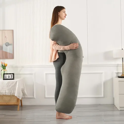 Vista 7 de BATTOP - Almohadas de embarazo con funda refrescante, almohada de maternidad para dormir, soporte para vientre, caderas, piernas, imprescindibles
