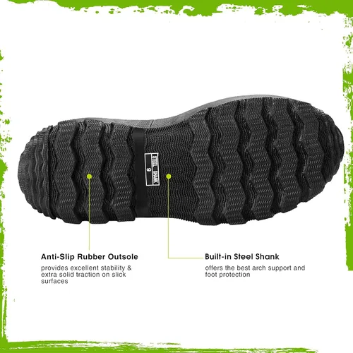 Vista 4 de TIDEWE Botas de goma para hombre, botas de lluvia aisladas de neopreno de 0.217in con vástago de acero, botas de caza impermeables de media
