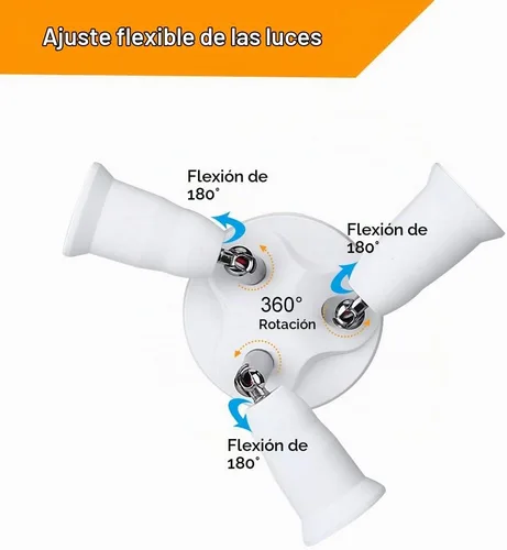 Vista 2 de ELECTOP Divisor de enchufe ajustable E26 E27, soporte de lámpara adaptador de base de bombilla blanca 3 en 1, giro de 360 grados de flexión de 180