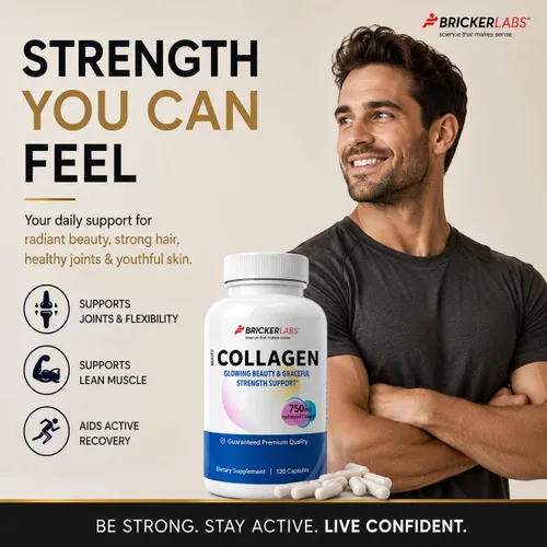 Vista 8 de Bricker Labs Colágeno para hombres y mujeres - Suplemento de colágeno hidrolizado tipo I, III, 750 mg, 1 cápsula de colágeno diaria - 120 porciones