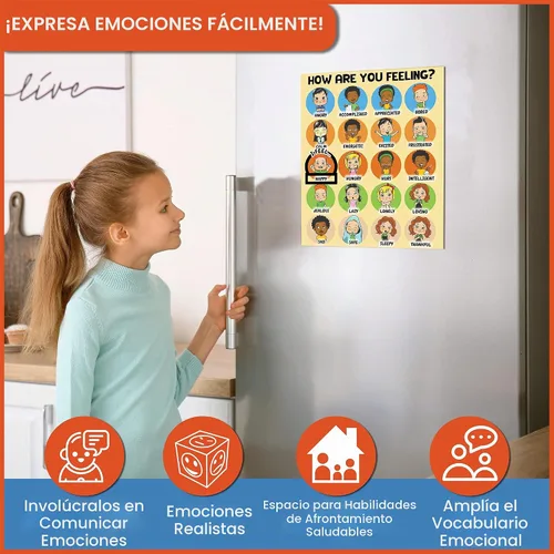 Vista 6 de L Learning Toy Boxes Tabla magnética de sentimientos y emociones para niños How I Am Feeling Emotion Imanes Feeling Poster Daily Mood Behavior Chart