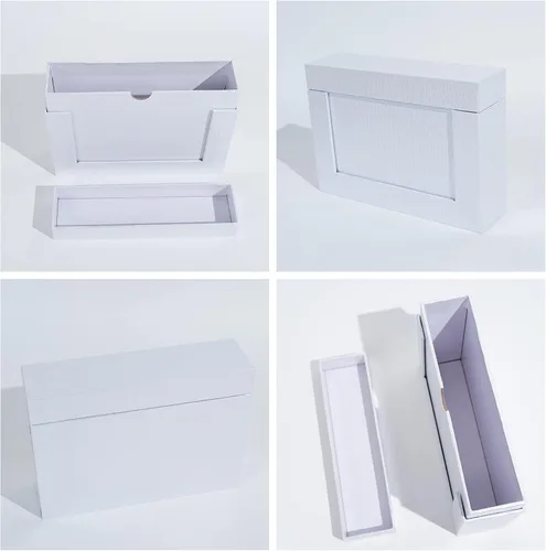 Vista 5 de Caja de almacenamiento de 5 x 7, cajas de cartón para fotos de familias pequeñas y parejas, cajas de regalo, color blanco plateado