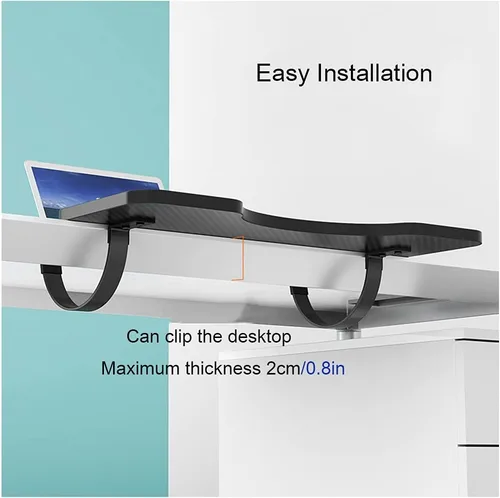 Vista 4 de Y&J Extensor de escritorio para teclado, bandeja de cajón de teclado, soporte de arco, sin perforaciones, perfecto para el dormitorio de la oficina