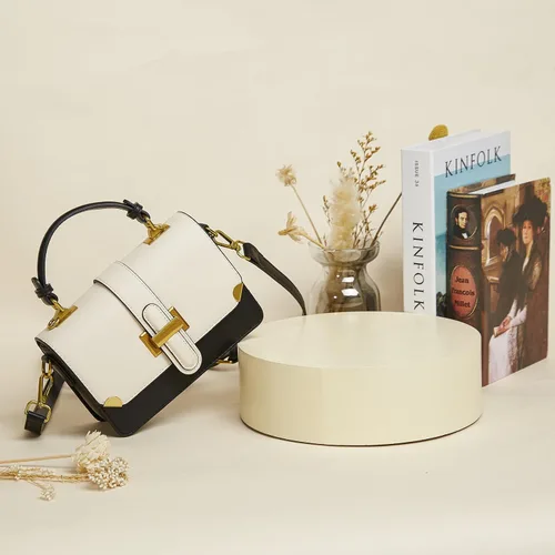 Vista 3 de LL LOPPOP Bolsos de hombro con asa superior para mujer, elegantes y pequeños, de cuero, estilo cartera A-negro blanco(2035)