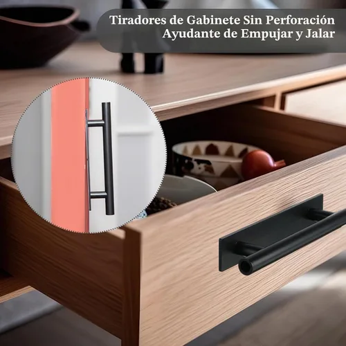 Vista 5 de Barydat Paquete de 50 tiradores autoadhesivos para cajones de plástico ABS, manijas de gabinete, manijas de gabinete para muebles de puertas Negro
