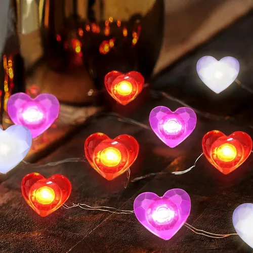 Vista 10 de Cadena de luces con estrellas, 30 LED de cristal, funciona con pilas, 10 pies, decoración para dormitorio