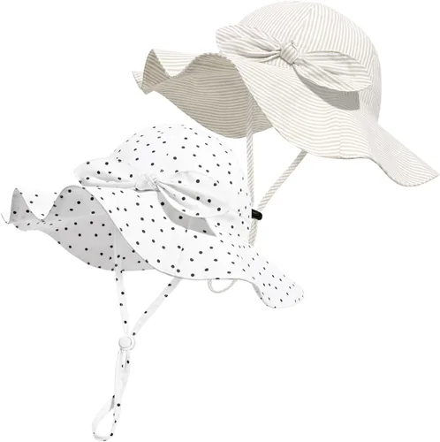 Vista 97 de Sombrero de sol para bebé niña con UPF 50+ sombrero de playa ajustable para exteriores con ala ancha