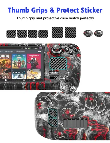 Vista 6 de Relohas Case for Steam Deck Accessories Set for Steam Deck Silicone Cover Skin Shell Stand Dock Touch Skin Sticker and Thumb Grip Full Protection
