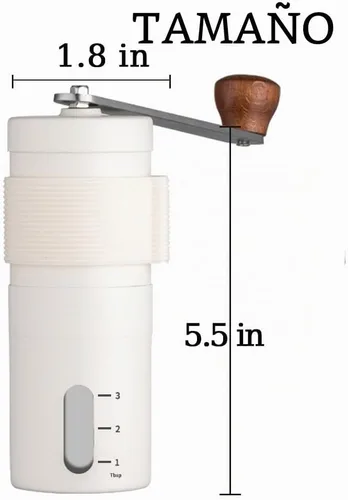 Vista 6 de Molinillo de café manual para uso doméstico, material de acero inoxidable 304, ajuste ajustable, con rebabas de café expreso de mano de cerámica