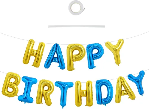 Vista 44 de TONIFUL Pancarta de Globos Negros de Feliz Cumpleaños de 16 Pulgadas con Letras de Papel de Aluminio Mylar, Cartel Banderín Reutilizable
