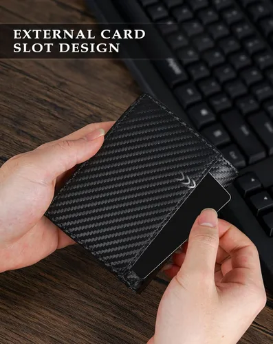 Vista 22 de Swallowmall AirTag Billetera para hombre con bloqueo RFID, de piel auténtica, plegable, para AirTag con 1 ventana de identificación, 13 tarjeteros