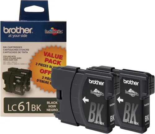 Vista 2 de Brother LC61BK Paquete de 2 cartuchos de tinta negra Negro 1