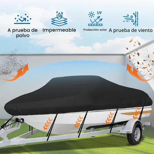 Vista 7 de iCOVER - Funda para lancha remolcable, resistente, impermeable, lona, grado marino, apta para lanchas de pesca y esquí, V-Hull, de 14-16 pies