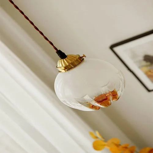 Vista 2 de Genérico Araña moderna, LED moderna lámpara de araña de estilo japonés esférico degradado de vidrio medieval retro flor brote en forma de rama sala