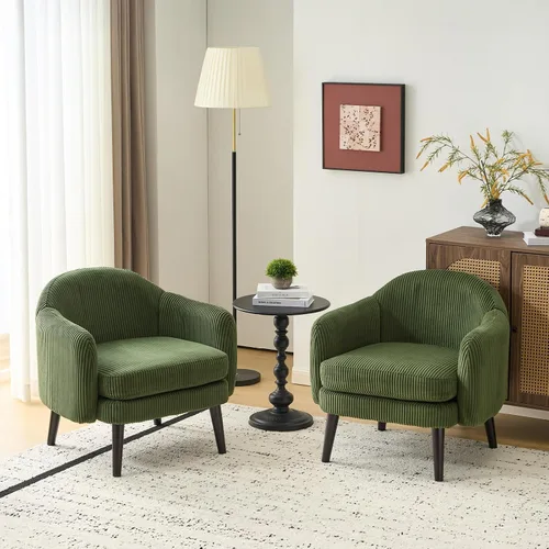 Vista 17 de VINGLI Sillón de Acento Moderno Tipo Barril de 30.3" de Ancho con Reposabrazos Track, Patas de Madera Sólida, Cómoda Silla Club Tapizada, Sofá
