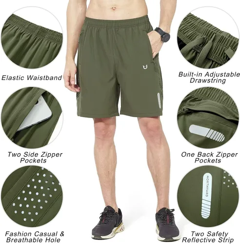 Vista 4 de NORTHYARD Pantalones cortos deportivos ligeros de secado rápido y de 7pulgadas para hombre, para senderismo, deportes, gimnasio, correr
