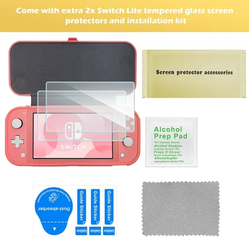 Vista 6 de ProCase Funda con tapa para Nintendo Switch Lite con 2 protectores de pantalla de vidrio templado, funda protectora delgada con cubierta frontal