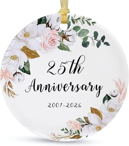 Vista 14 de SIABERTERL Adorno de 55 aniversario 2026, 55 aniversario para parejas y padres, adorno de cerámica de aniversario de 55 años para bodas en el hogar