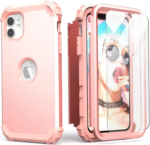 Vista 32 de IDweel Funda para iPhone 11 con Protector de Pantalla de Vidrio Templado, Híbrida 3 en 1 Resistente a Golpes Delgada de Protección Resistente