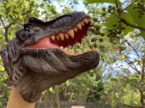 Vista 5 de Gemini&Genius Juguetes de dinosaurio Tyrannosaurus Rex marionetas de mano grandes de goma suave T-Rex cabeza de mano marioneta de mano juguetes
