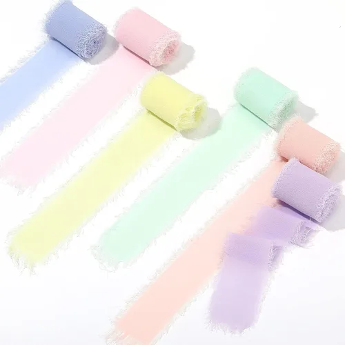 Vista 7 de WILLBOND 6 rollos de cinta de gasa, 1.5 pulgadas x 3 yardas en total 24 yardas, color macarrón Color macaron.