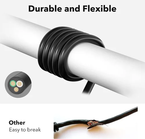 Vista 3 de BN-LINK Cable de extensión de 3 pies para interiores y exteriores 16/3 SJTW, paquete de 2, negro, cubierta de cable de PVC, 3 clavijas, resistente a