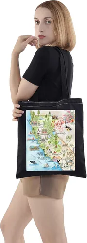 Vista 4 de WZMPA Bolsa de mano del estado de California, regalo de viaje, bolsas de comestibles reutilizables para vacaciones, mercancía de viaje