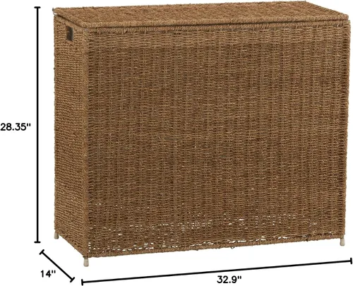 Vista 8 de Household Essentials ML-5445 - Clasificador de ropa sucia de mimbre de 3 compartimentos con tapa Cesta de ropa de 3 secciones