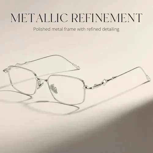 Vista 6 de IGnaef Gafas cuadradas de bloqueo de luz azul para mujer, lentes rectangulares de moda con marco de metal BL1304