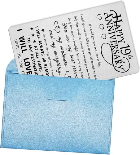 Vista 6 de Alotozo Tarjeta de regalo de aniversario de 19 años, feliz aniversario de boda, tarjeta grabada, tarjeta de regalo para él, su marido, novio
