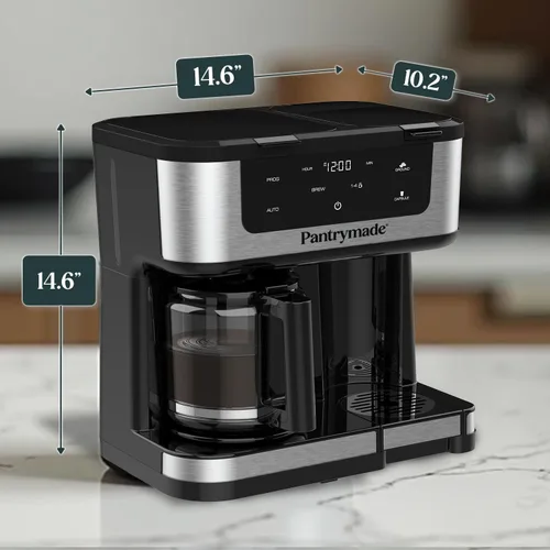 Vista 10 de Pantrymade - Cafetera de doble preparación, 12 tazas de goteo y taza K de una sola porción, color negro Brew A Full 12-Cup Carafe Or A Single