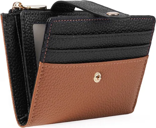 Vista 11 de GOIACII - Cartera pequeña para mujer de cuero genuino con bloqueo RFID, bolsillo con cremallera, plegable, tarjetero con ventana