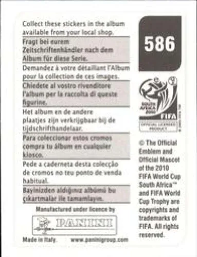 Vista 2 de Calcomanías de la Copa Mundial de la FIFA de Panini 2010 #586 Stephane Grichting Suiza - Adhesivo oficial de álbum de fútbol