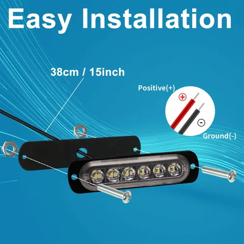 Vista 5 de 12V 24V Luz LED Blanca delgada de 6LEDs impermeable para UTV, camión, RV, cúpula, escalón, debajo del salpicadero, cama del camión, maletero