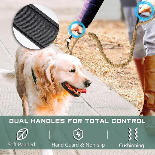 Vista 5 de BUMBIN Arnés para perros Medoum sin tirones, arnés táctico para perro, con asa, arnés de chaleco ajustable para perro, correa elástica de 6 pies